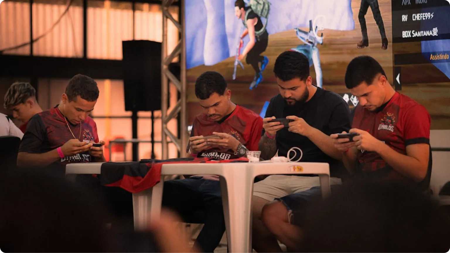 Professional gamers competing